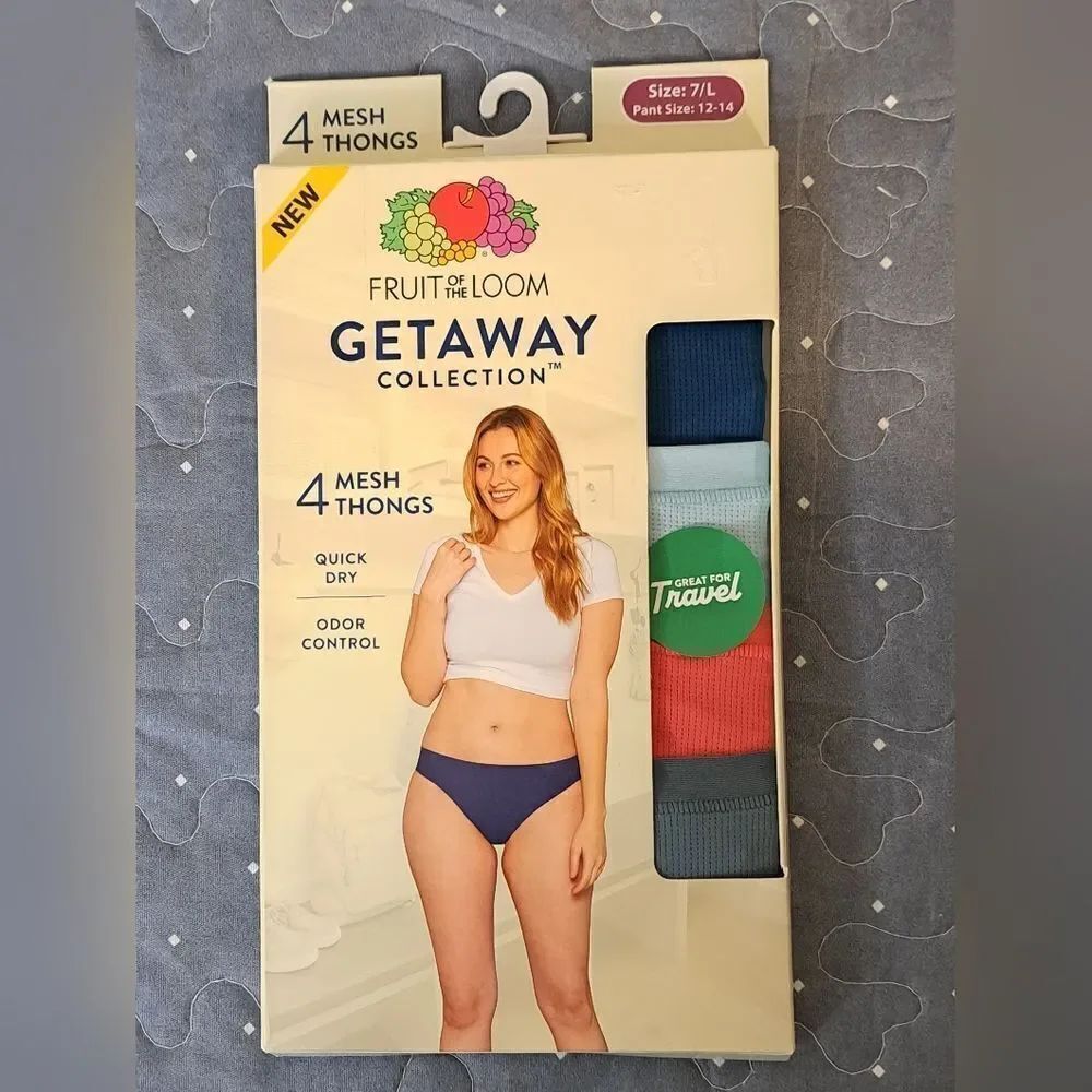 Fruit of the Loom Getaway Collection 4 pack of mesh thongs size Large - new